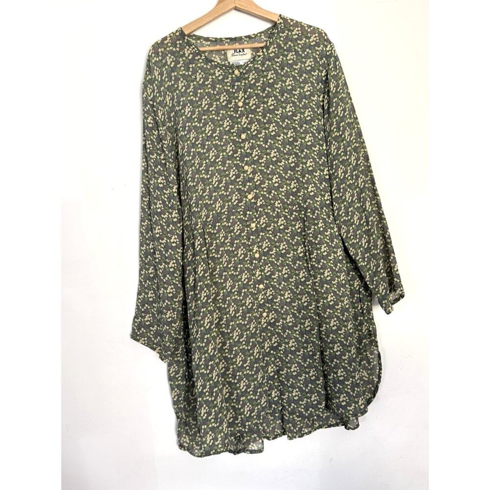 Vintage Flax By Jeanne Engelhart Midi Dress Rayon Size Large Art to Wear